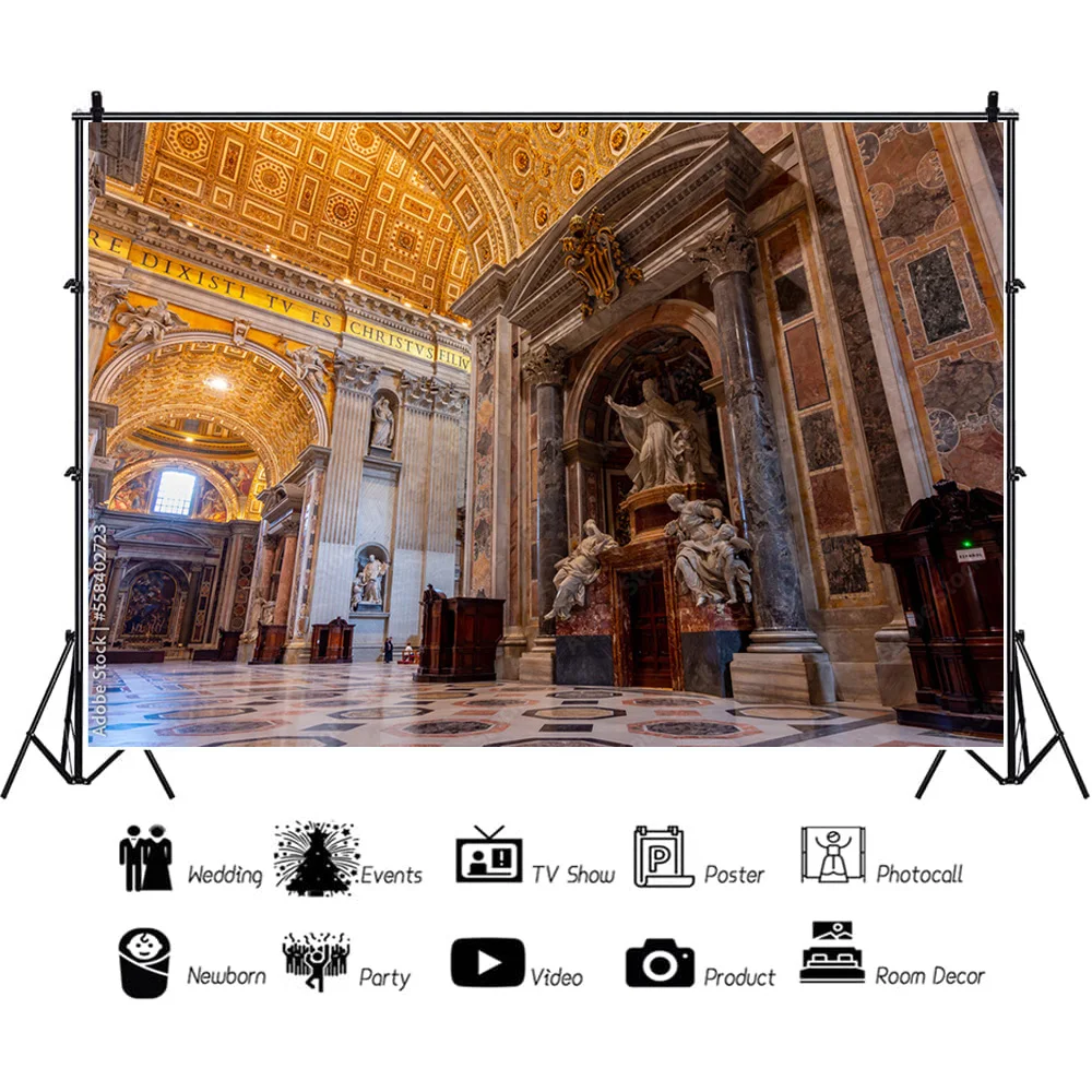 Nitree Auditorium European Style Church Photography Backdrop  Architecture Zagreb Cathedral Photo Studio Background JT-23