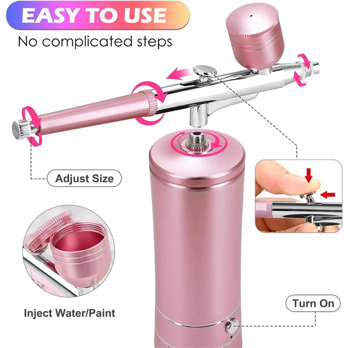Air Brush Kit with Airbrush Compressor Nails Charms Wireless Air Brush for Barber, Nails Art, Cake Decor, Makeup