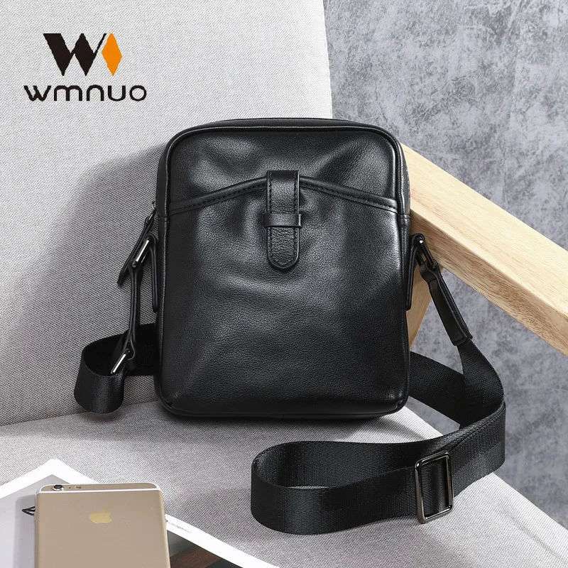 Wmnuo 2023 Messenger Bag For Men Cowhide Genuine Leather Shoulder Crossbody Men\'s Small Bag Korean Brand Phone Pouch Male w6075