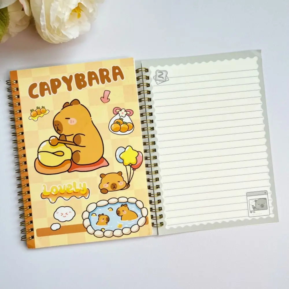 Cartoon A5 Lose blatt Notizbuch horizontale Linie Capybara Ring Binder Notizblock Journal Planer Lern zubehör