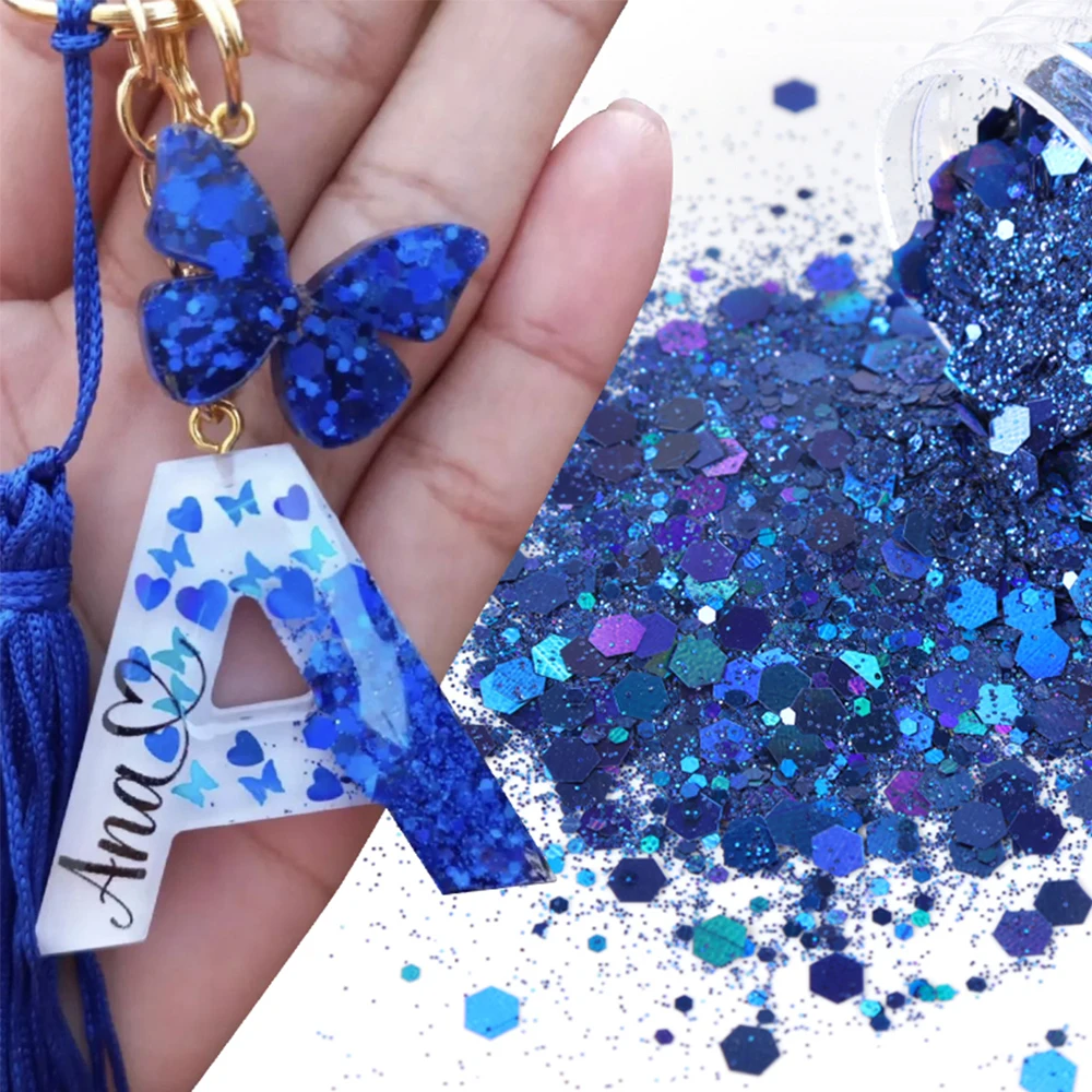 PrettyG 10g/bag Laser Holographic Chunky Mixes Glitter Bulk Shiny Glitters Nail Sequins For DIY Mold Resin Epoxy Nail Decoration