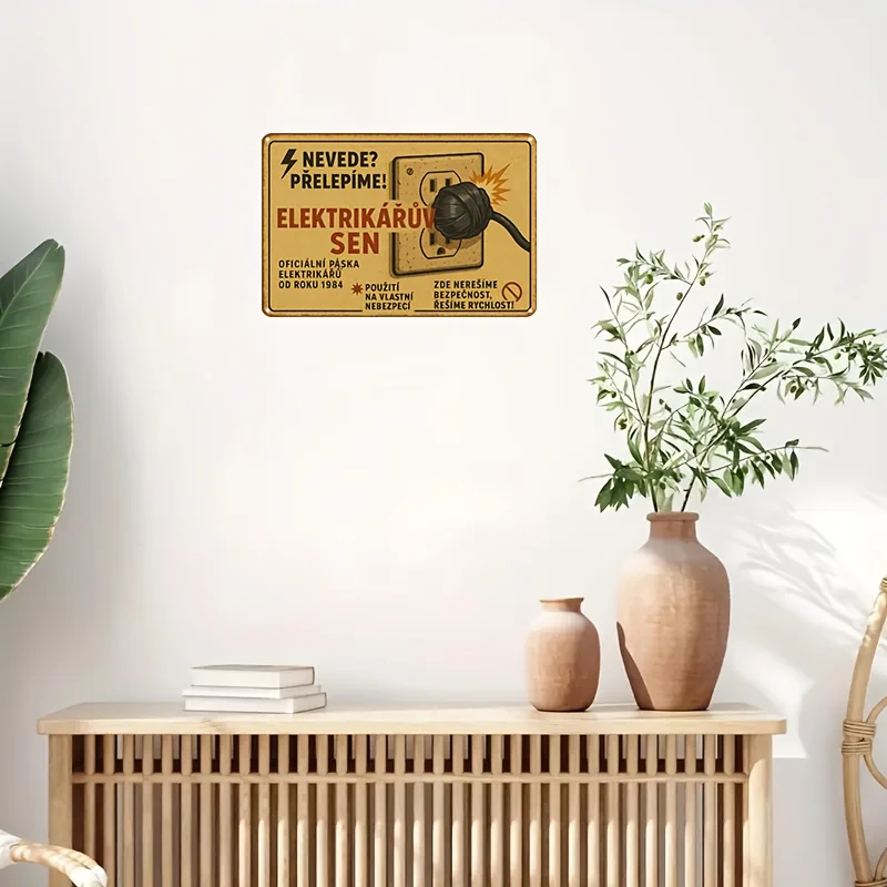 2D Metal Wall Sign Compatible for Home, Cafe, Bar - Retro Czech Comedy Phrases & Life Quotes