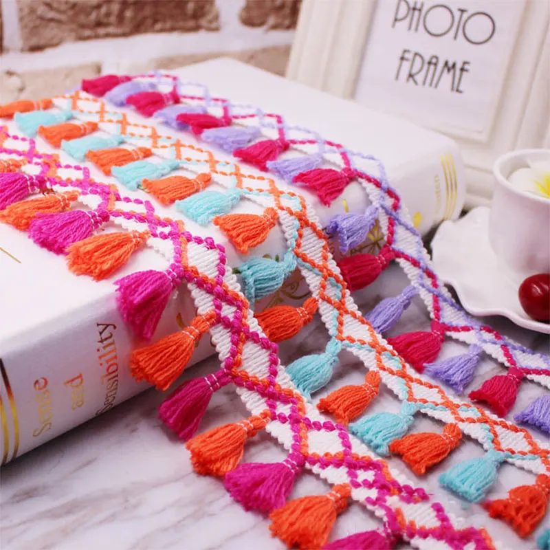 

1Yard Tassel Lace Cotton Fabric Trimming Fringes Ribbon for Sewing Bed Clothes Curtains DIY Craft Apparel Accessories