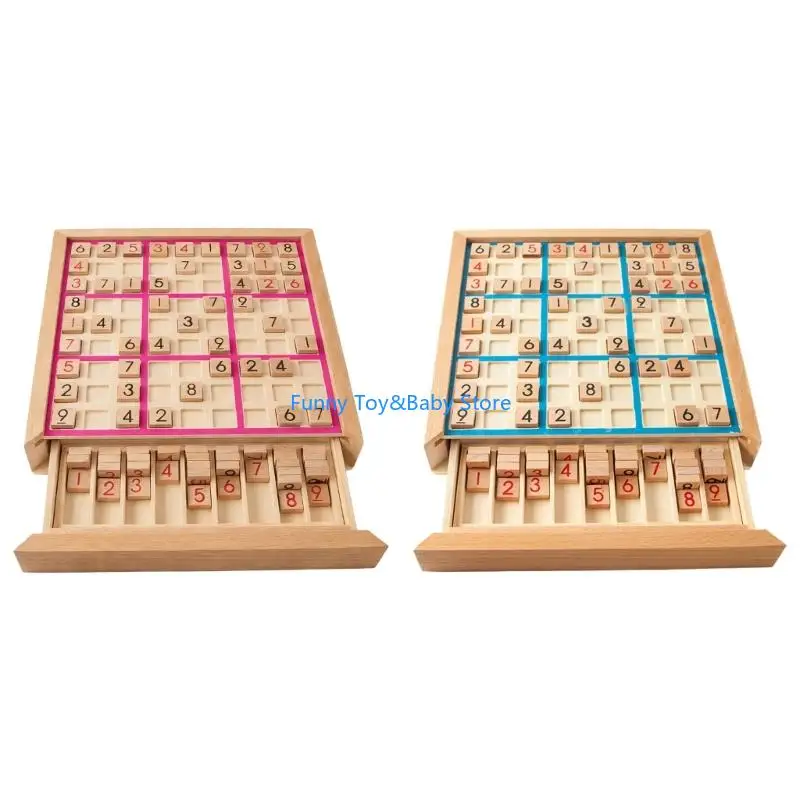 

Wooden Sudoku Activity For Kids 9x9 Layout Educational Stimulation Toy With Storage C90B