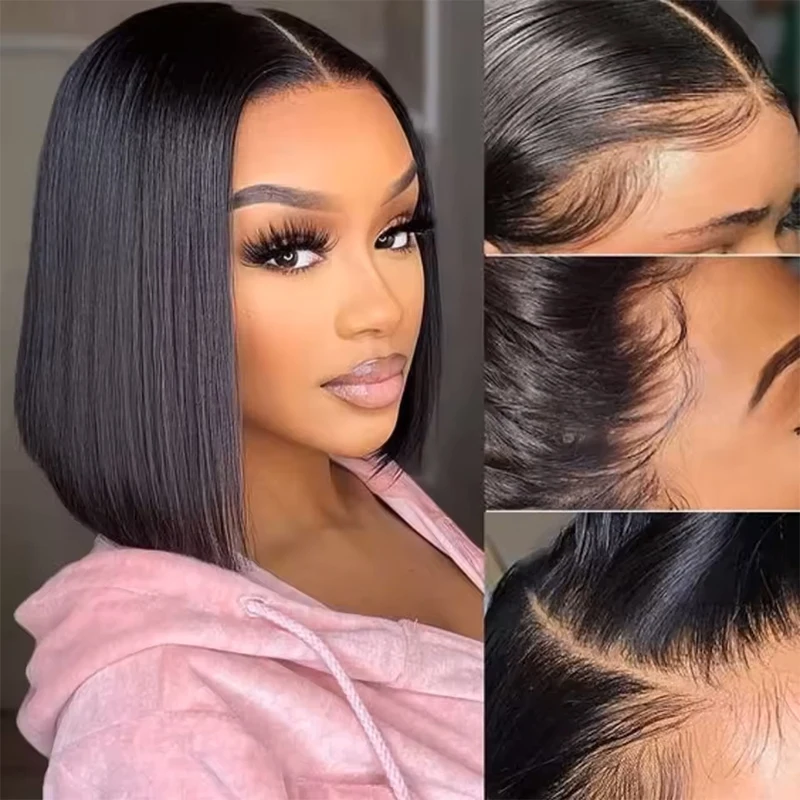 220% Density Ready to Wear Bone Straight Wear and Go Glueless Wigs Human Hair Lace Front Wigs Pre Plucked Pre Cut Closure Wigs image 2