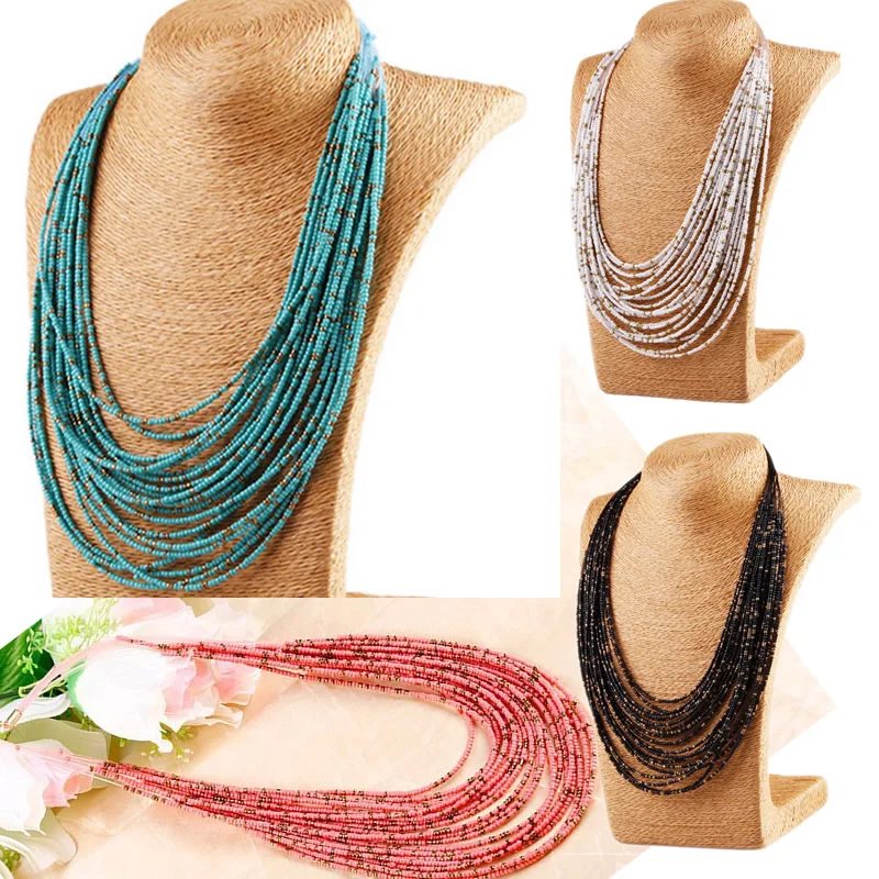 Statement Necklace for Women Collier Femme 2023 Fashion Boho Beads Multi-layer Choker Necklaces & Pendants Bijoux Collares