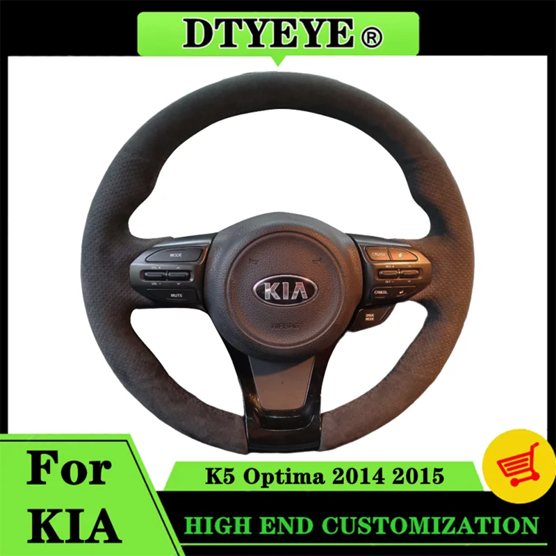 

Customized Car Steering Wheel Cover For Kia K5 Optima 2014 2015 Car Interior Accessories Suede DIY Original Steering Wheel Braid