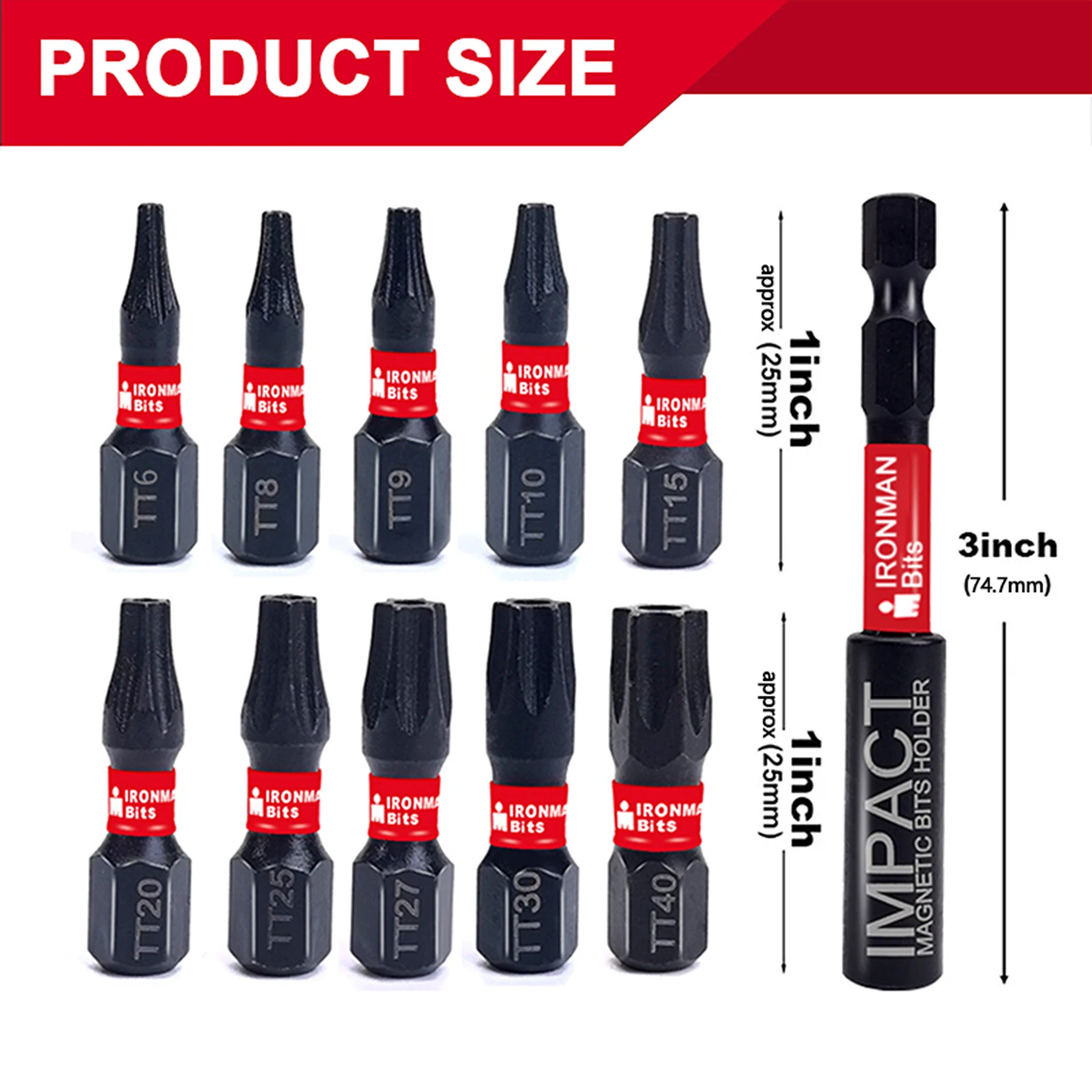 10/20/21 Pcs 1 Inches TT6-TT40 Torx Screwdriver Bit Set Impact Tough Magnetic 3Inch S2 Alloy Steel Bit Holder with Base