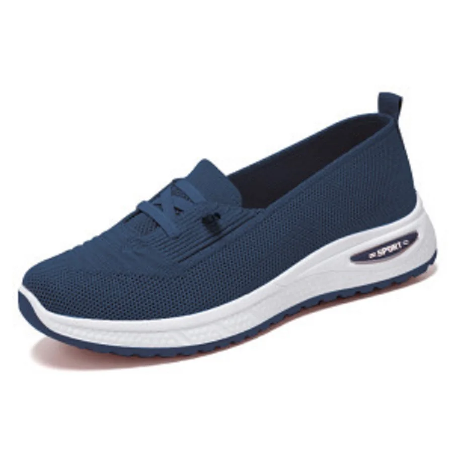 Women's Comfort Sport Shoes Thick Bottom Air Cushion Casual Net Surface Slip-On Heightening Health Walking Shoes Summer Ladies S