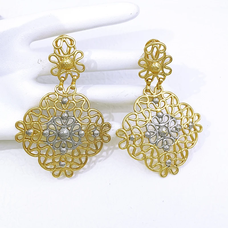Gold Color Women Earrings Large Size Drop Earrings 18K Gold Plated Fashion Jewelry Wedding Party Accessories Gift 2023 Trending