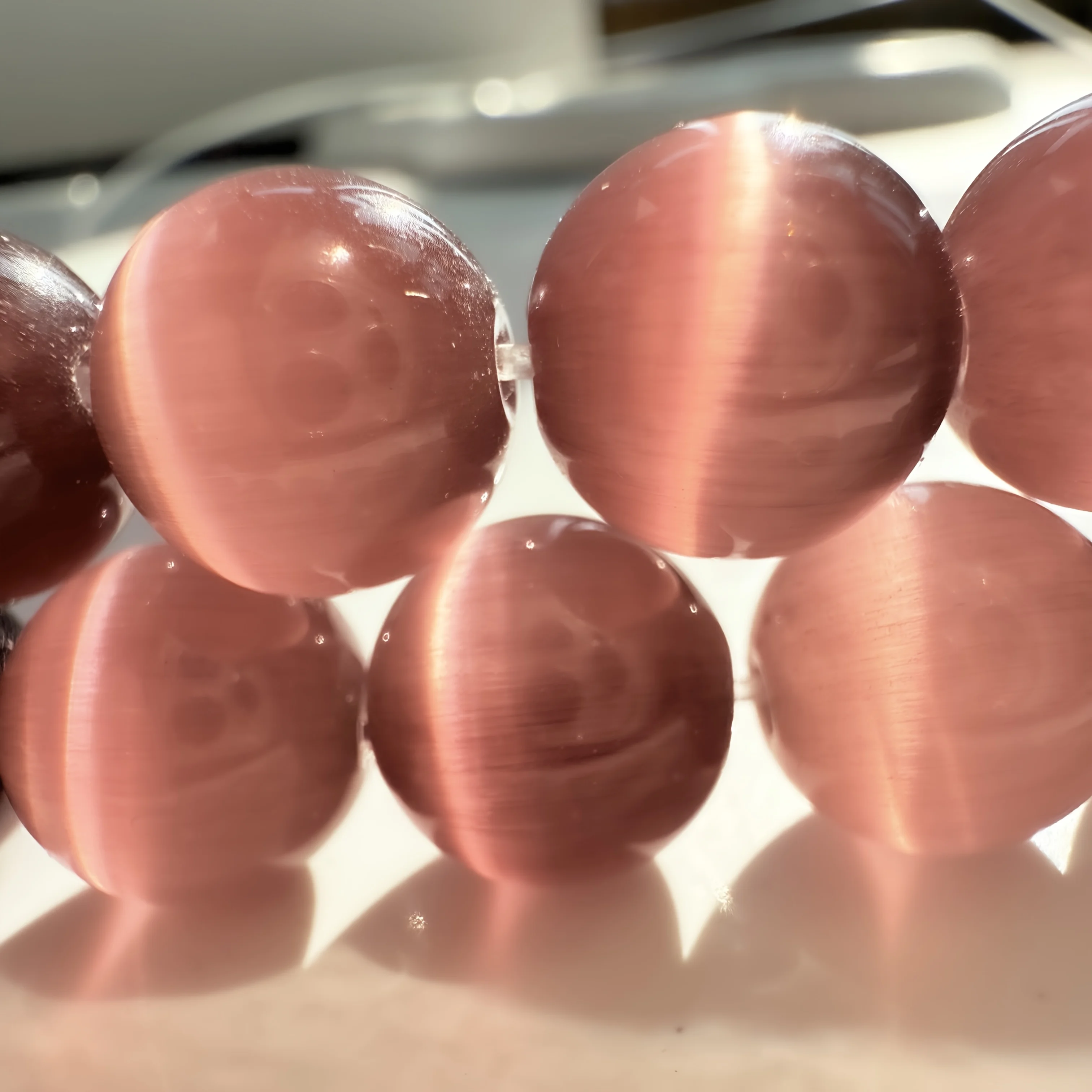

Beads & Bead Assortments - Approx. 31/23/18pcs 6/8/10mm Purple-Red Cat's Eye Round Beads, Exquisite Hole-Drilled Loose Beads, Hi