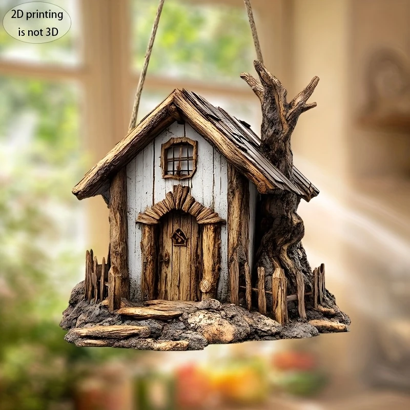 10in Flat-printed farmhouse wooden house wooden wall hanging house design home porch decoration rural farmhouse arrangement