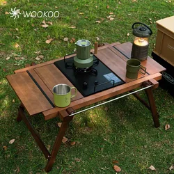 WOOKOO-Female Table Expansion and Extension Camping Folding Table, Beech Folding Table, Outdoor Unit 2 IGT Misty Sky