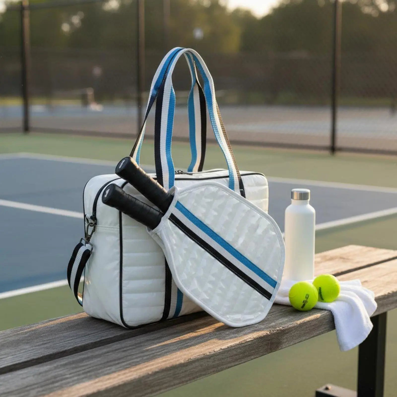 Pickleball Bag Multiple Compartments Sports Paddle Carrier Large Capacity Quilted Tennis Bag for Women, Men, Travel, Gym