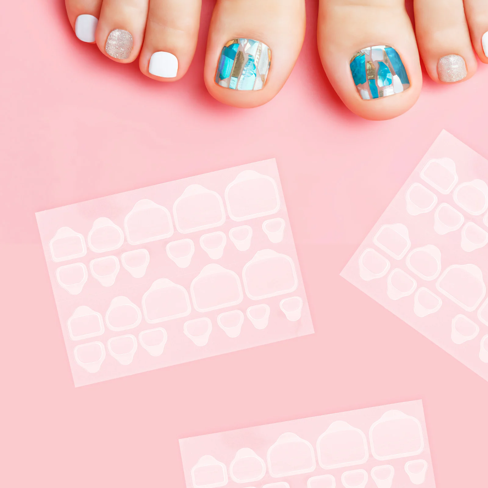 

20pcs Waterproof Nail Adhesive Tabs Invisible Tape for Fingernails Sticky Stickers Long Medium Size Press On Nails Toe Glue
