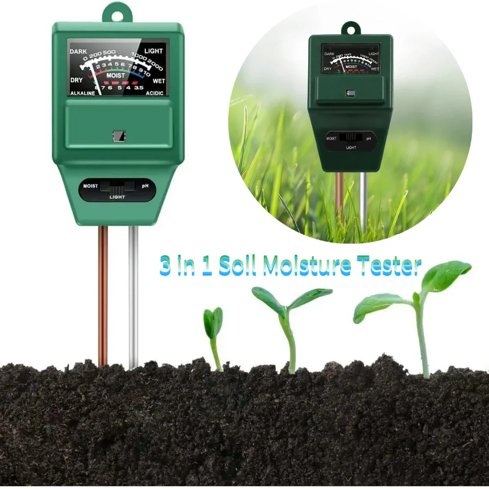 3 in 1 Soil Moisture Tester Garden Hygrometer Soil PH Tester Plant Fertile Measure Device Acidity Meter For Garden Plant Tool