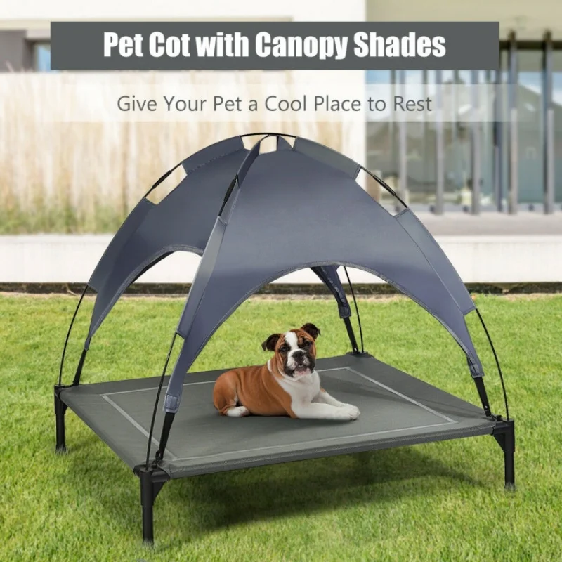 High-quality Materials and Stable Structure Dog Bed Portable Elevated Outdoor Pet Cat Bed with Removable Canopy Shade