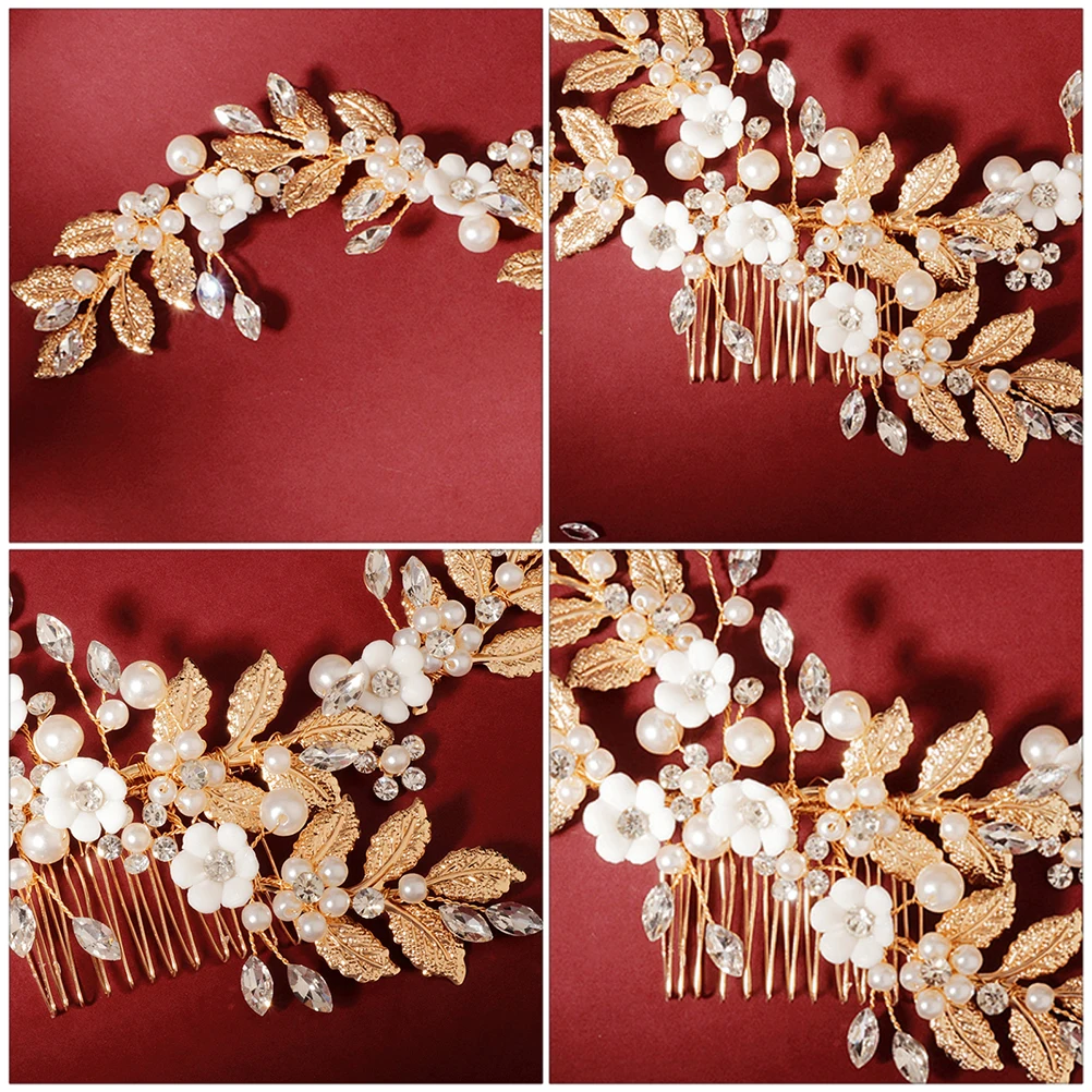 

Alloy Hairpin Comb for Women Pearl Combs Headdress Wedding Headpiece Elegant Hairstyle Decorations Lightweight Charm Delicate