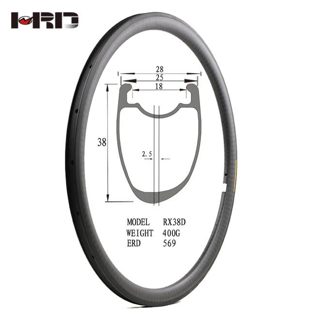 HRD-RX38D carbon rims 32 holes 38mm 12K Matte road wheel rim 700c carbon bicycle clincher rims