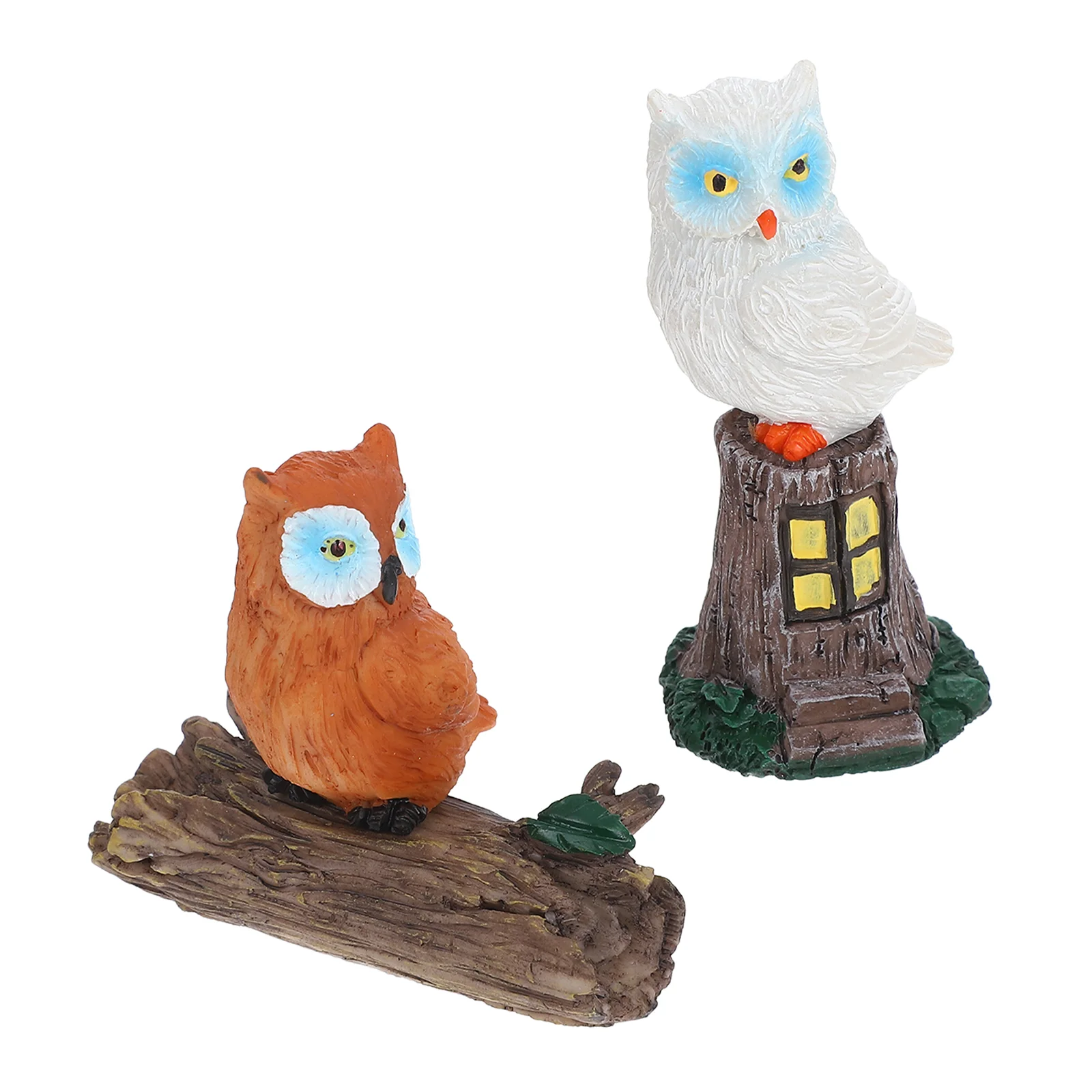 

Micro Landscape Owl Small Gift Animals Statue for Home Decoration Tree Garden Desktop Outdoor Statues Resin Stump Fake Yard