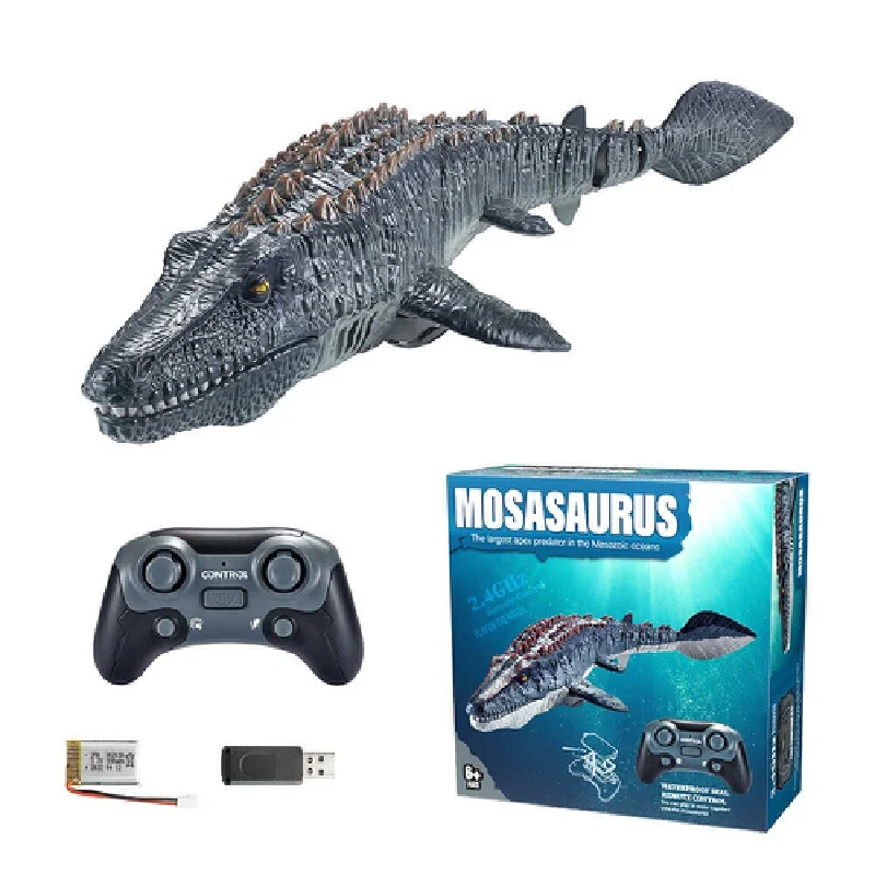 لعبة الديناصور الكهربائية Mosasaurus للتحكم عن بعد الواقعي مع حركة متمايلة ورذاذ الماء للأولاد والبنات أفضل هدية