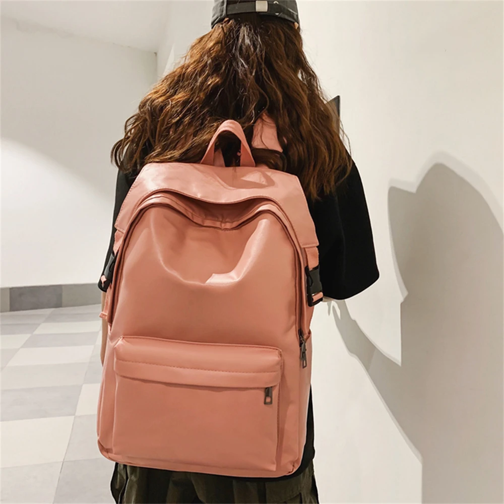 Luxury Designer Solid Color Ladies Backpack Large Capacity High Quality Leather Student Bag Fashion New Anti-theft Backpack Sac