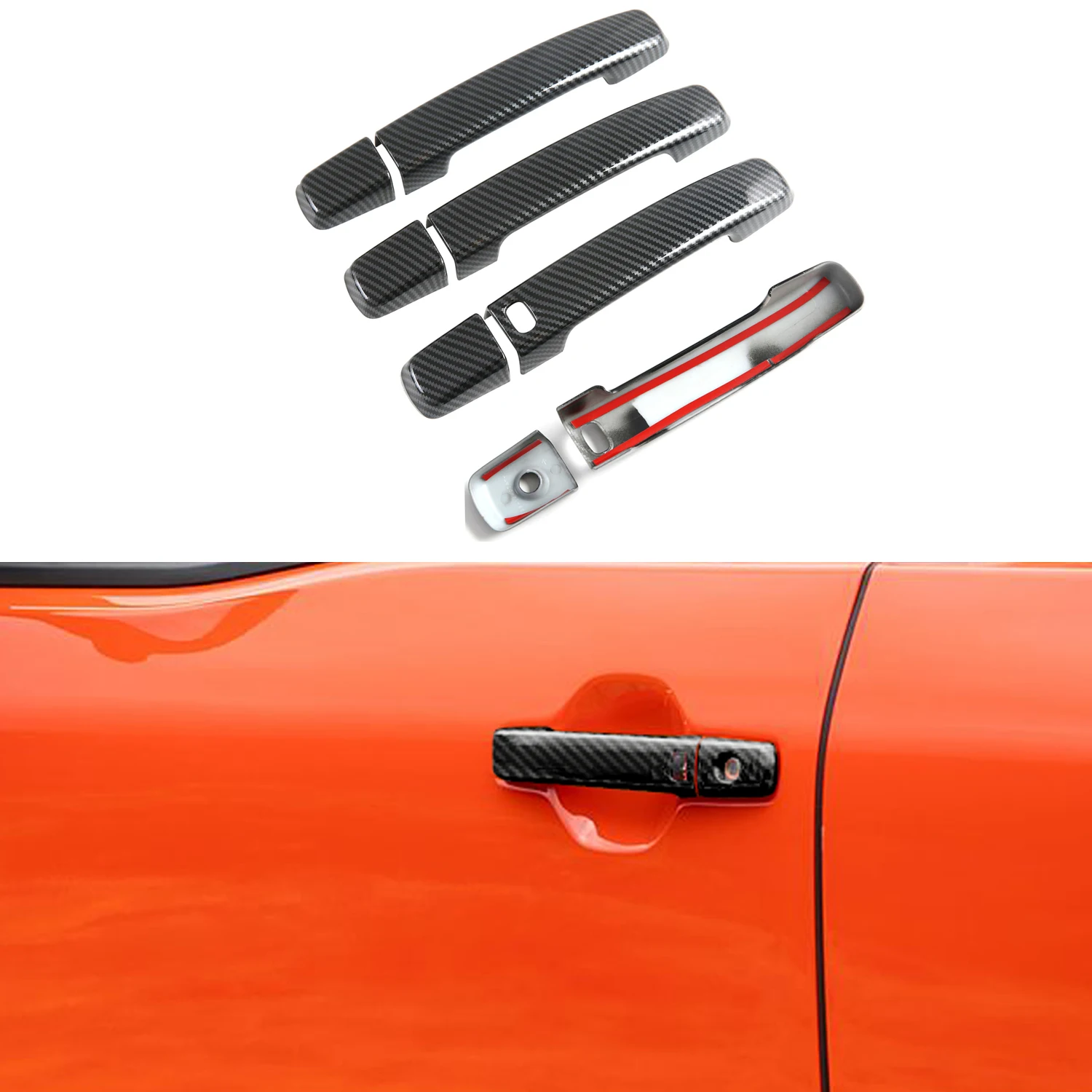 

for Nissan Frontier D41 2022-2025 Exterior Door Handle Trim Cover Protector Carbon Fiber Style Adhesive Sticker Decal