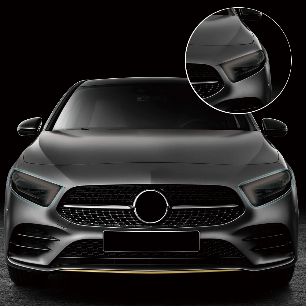 Pellicola Protettiva per Fari Auto Mercedes Benz Classe A e Classe B W177 W247, TPU PPF Nero Fumé Pretagliato Antigraffio in Vinile