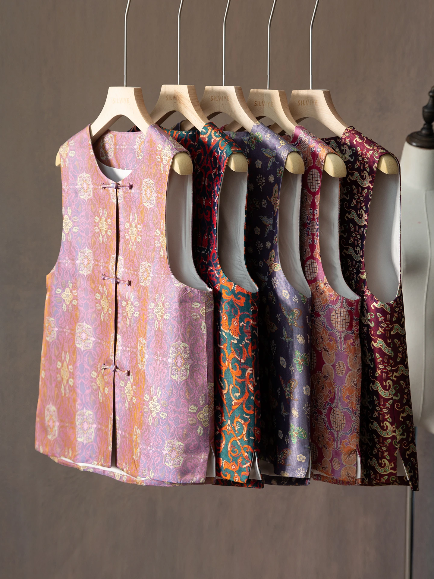 

Silviye Original Design Silk Kimono Women's round Ne Svel Vest Traditional Chinese Motifs High Quali Pure Silk Jaet