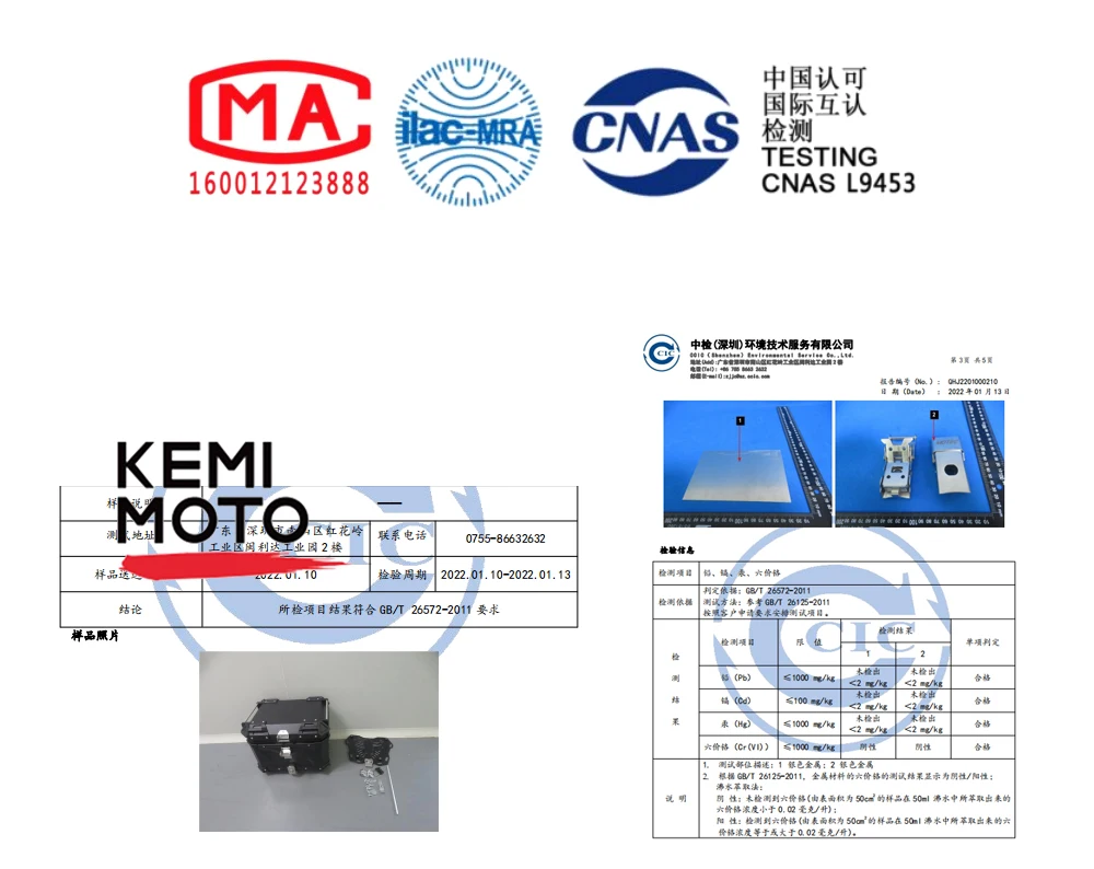 KEMIMOTO Motorrad-Topcase Universeller Aluminium-Koffer Motorrad-Heckbox 45L 55L 65L Wasserdicht mit Schloss & Rückenkissen – Detail 1