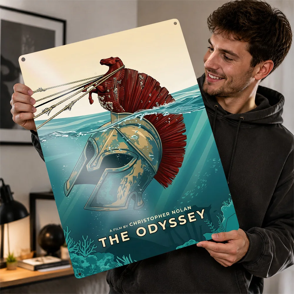 The Odyssey Christopher Nolan Movie 3D Printed Texture Poster Personalized Wall Art Retro Metal Tin Signs for Home Decorations