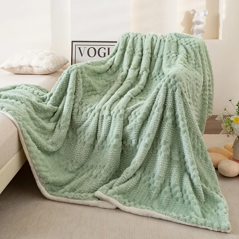 Solid Color Tortoise Velvet Thick Blanket Double-Decker Office Sofa Knee Blanket Skin-Friendly Super Soft Fluffy Home Decoration