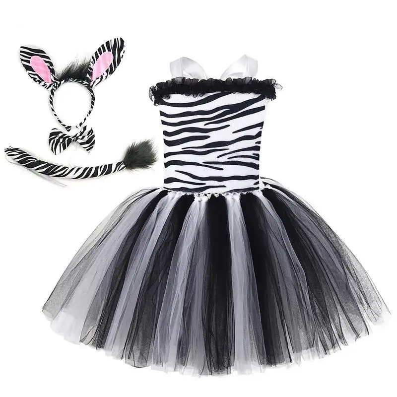 

Halloween Dress Up Clothes For Kids Girls Jungle Themed Cosplay Dress Animal Zebra Cosplay Accessories Costume For Girls Costume