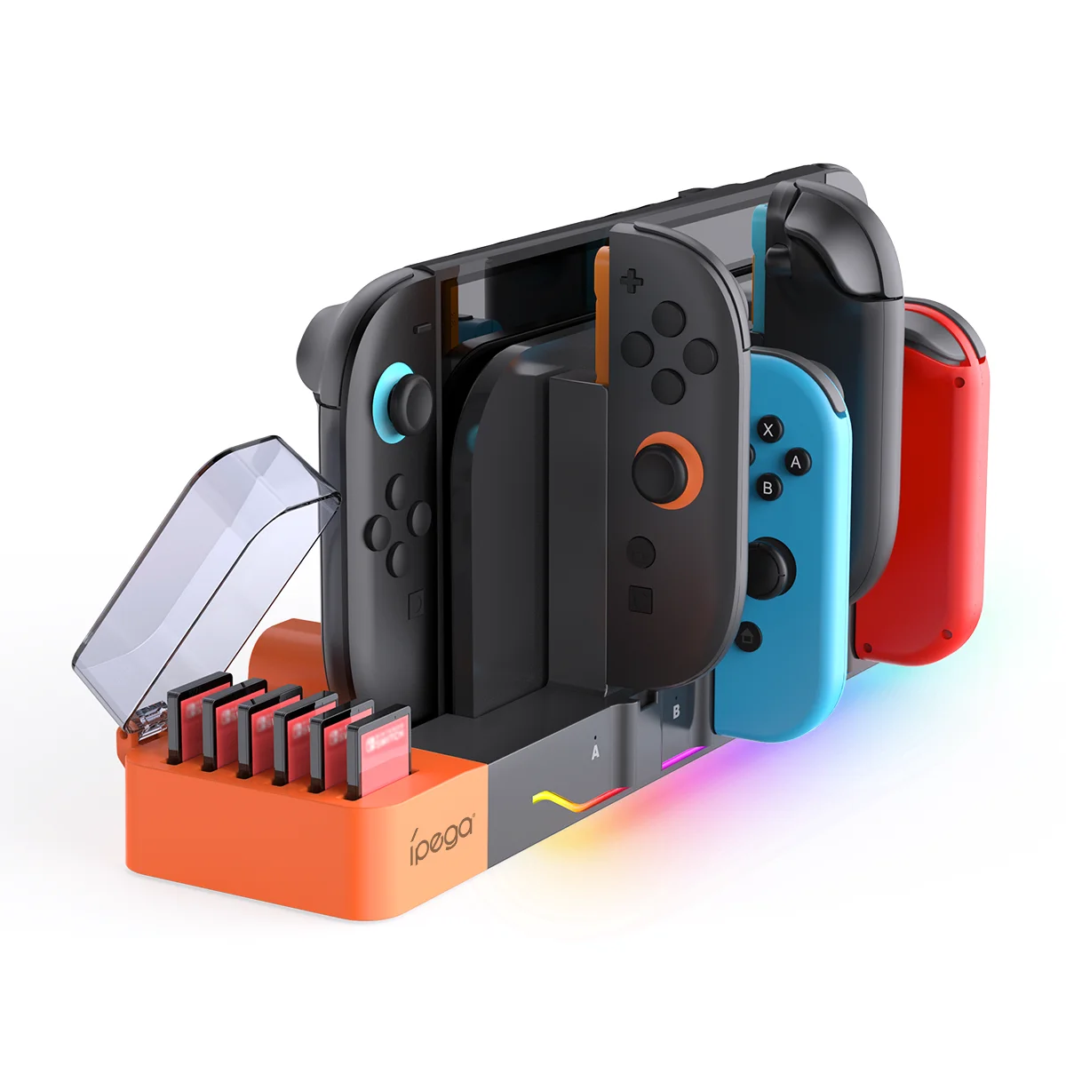 قاعدة شحن PG-SW2061 للتبديل 2 قاعدة أصلية - NS 1/2 Joy-Con (8 فتحات)، RGB، تصميم بايثون، 6 فتحات للعبة