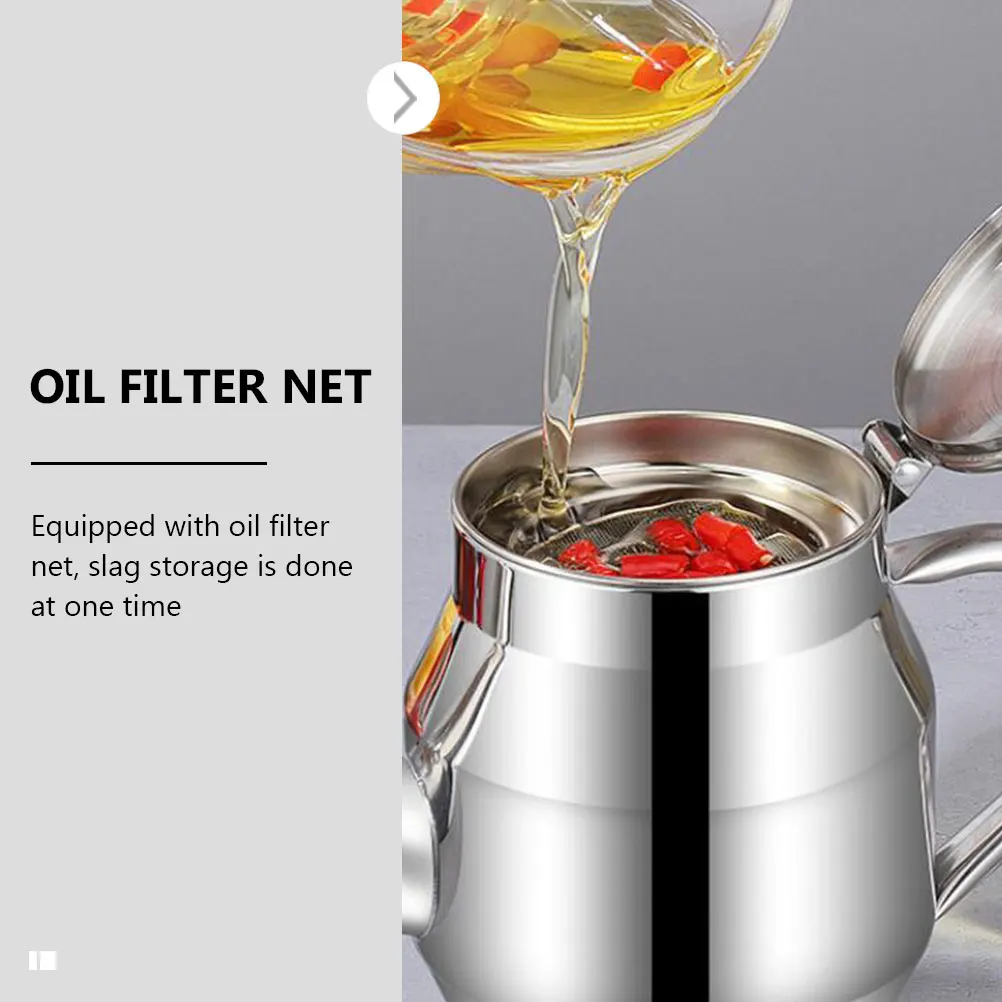 

Stainless Steel Can Premium Filter Mesh Strainer Pot Reusable Container For Kitchen Oil Filter Pot Household Oil Storage