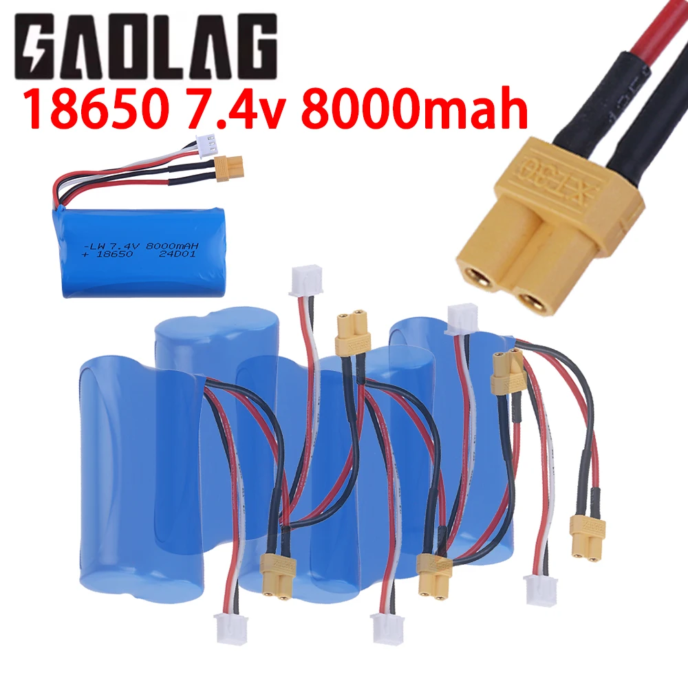 2026 Brand New 7.4V 18650 XT30 Plug 8000mah Li-ion Battery For Huina 580 550 583 582 RC Cars Drone spare parts toys Battery