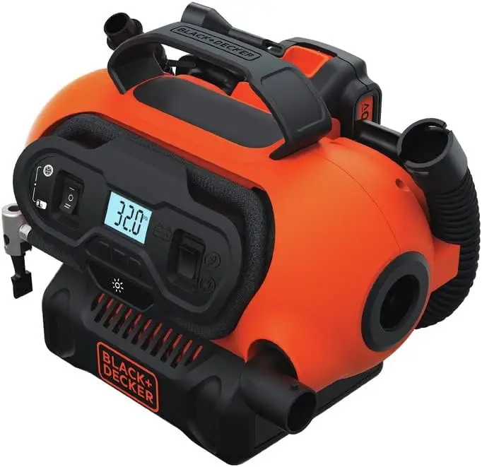 

Portable Air Compressor with Digital Gauge, 3 Modes: Electric Outlet, Car Adapter, Cordless for Inflatables and Tires