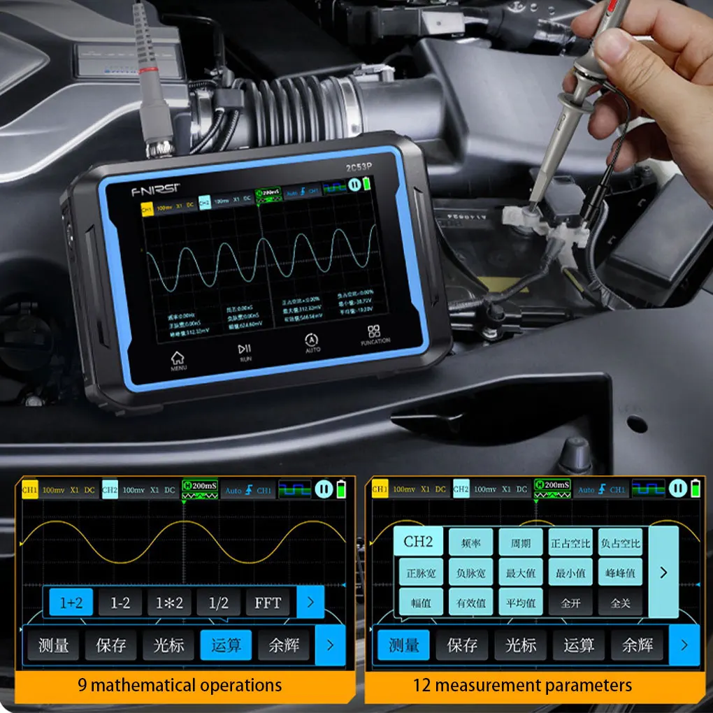 FNIRSI 2C53P Touch Screen Digital Oscilloscope+Multimeter+Signal Generator 3IN1 Dual Channel 50MHZ Automatic Osciloscópio Tools