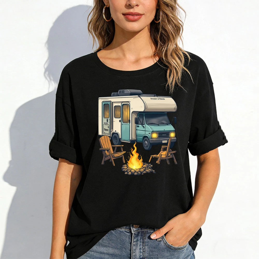

Unique Clothes T-Shirt Short Sleeve for Outdoor Camping Perfect for Travel Enthusiasts Stylish Graphic Print Comfortable T Shirt