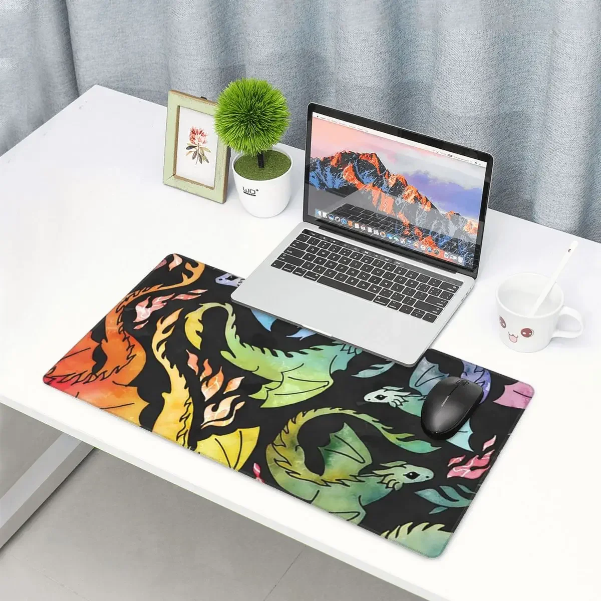 Large Mouse Pad Dragon Fire Dark Rainb Gamer PC Laptop Mats Keyboard Carpet Computer Gaming Office Accessories Desk Mat