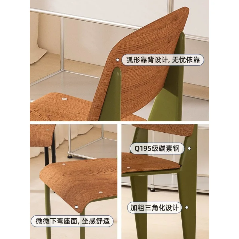 كرسي طعام من العصور الوسطى مصنوع من الخشب الصلب كرسي فيترا لطاولة الطعام الاسكندنافية كرسي مصمم للمنزل بتصميم كريمي عتيق ومسند ظهر #4