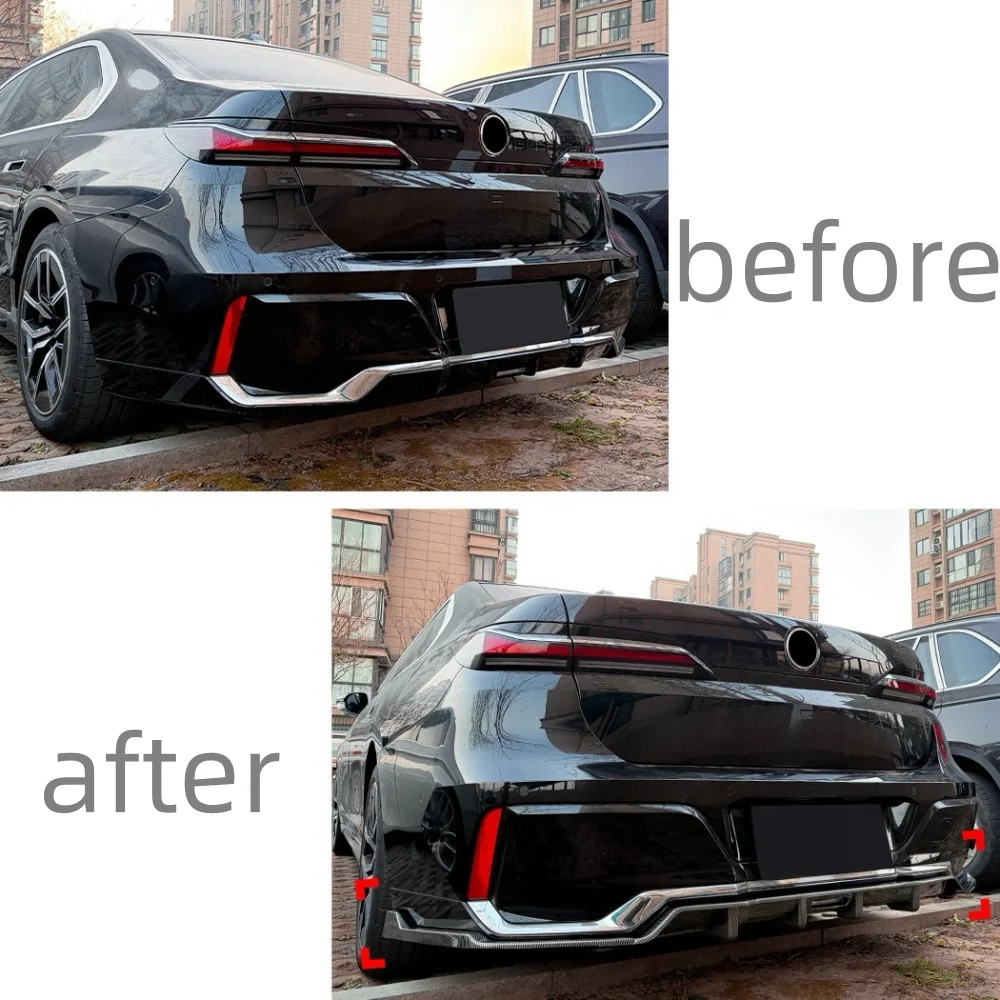 For BMW 7 Series i7 G70 G73 2023+ Rear Bumper Diffuser M Sport Style ABS Gloss Black Rear Diffuser