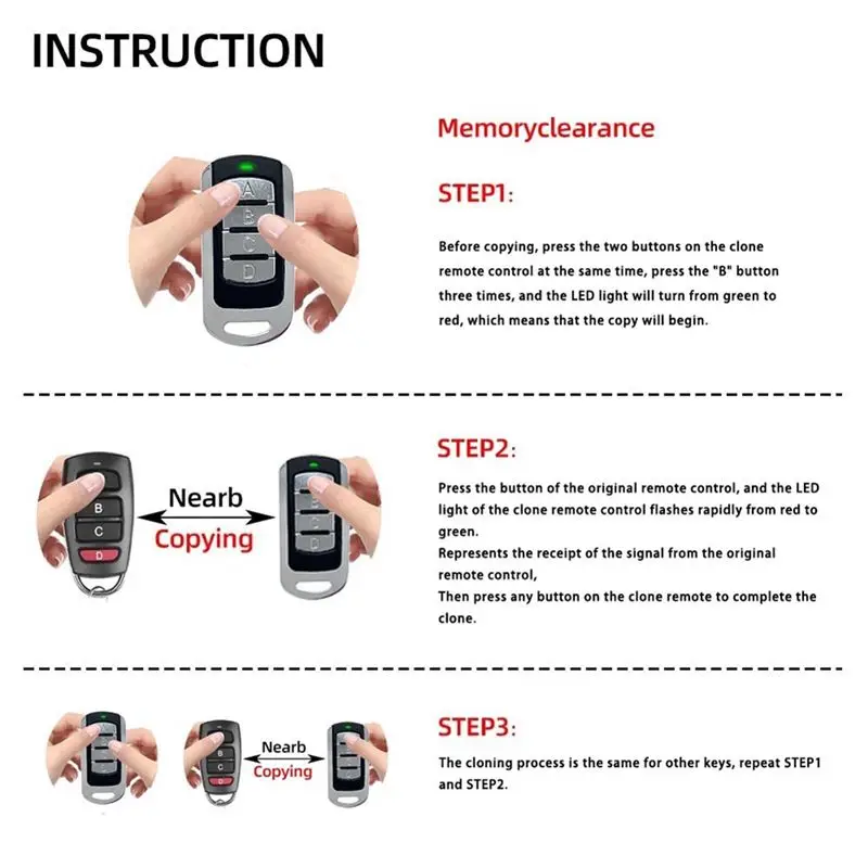 Garage Remote 4 In 1 Multi Frequency 287-868Mhz Clone 434.42Mhz 868.35Mhz 433.92 Gate Control Command Transmitter 3Pcs-A09I