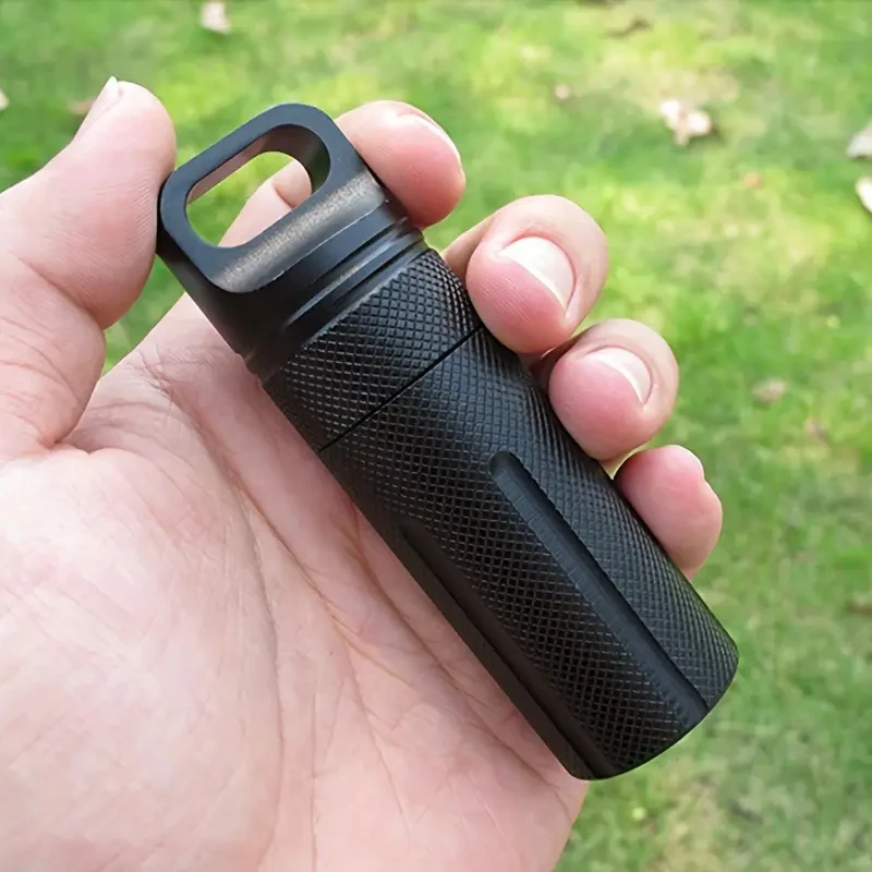 Aluminum Alloy Waterproof Pill Case - Portable Sealed Medicine Bottle, First Aid Outdoor Storage Container, Single Piece image 4