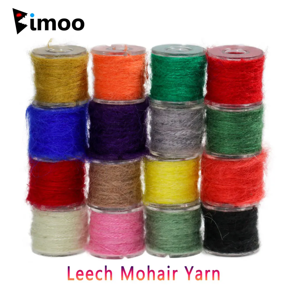 Bimoo 20 jardów Leech Mohair Yarn Syntetyczna żyłka do dubbingu Nimfa Scud Leech Streamer Body Fly Materiał do wiązania przynęt na pstrągi