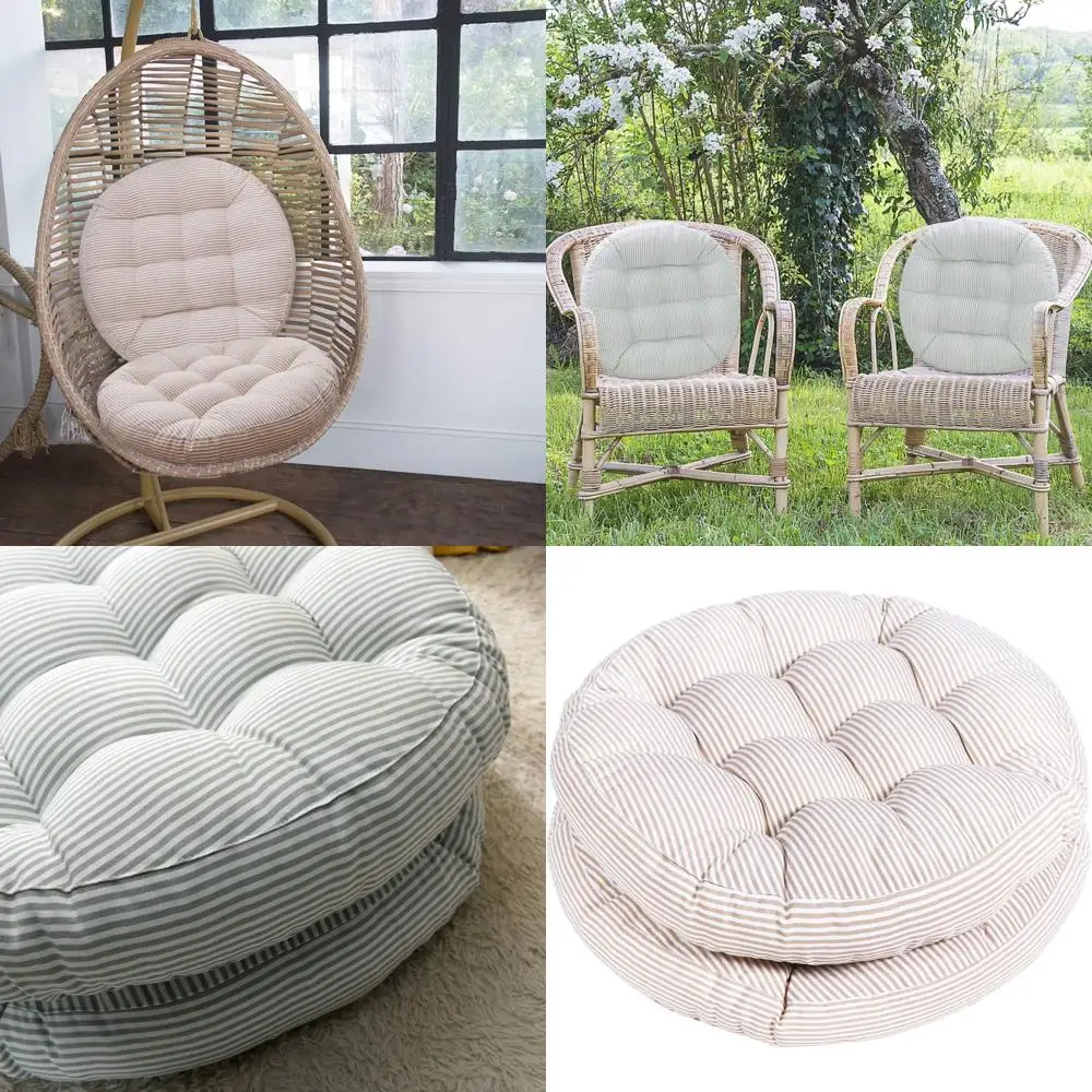 

Бежевые полосатые 22 круглые подушки для сидений, напольные подушки для дома и улицы, подушки для стульев-качалок, 2 шт.