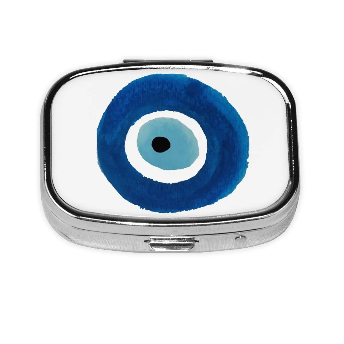 

Watercolor Evil Eye Nazar Painting Travel Square Pills Organizer Hamsa Lucky Charm Medicine Box Pill Box Splitters Storage Box