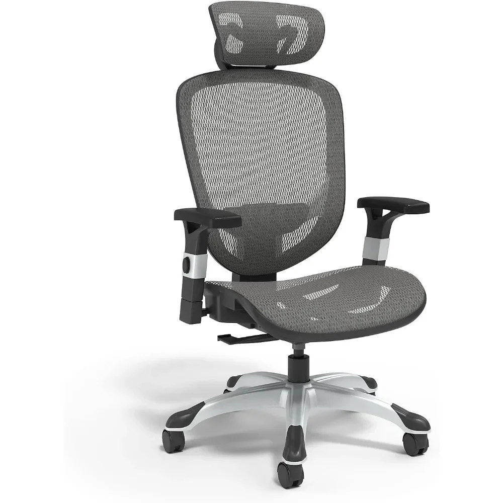 

FlexFit Hyken Mesh Task Chair - Adjustable with Lumbar, Arm and Head Support, Charcoal Gray