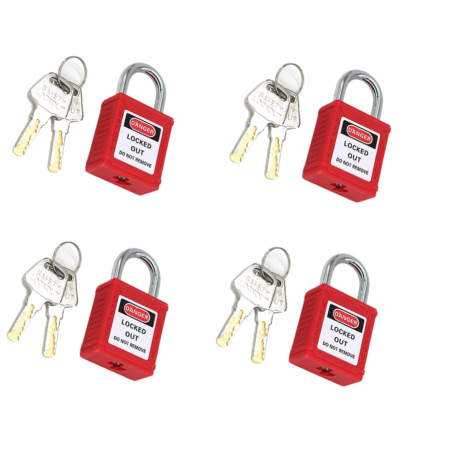 

4 Piece Industrial security Padlock Steel shackle 25mm lock Manufacturer Safety Padlock lockout Multiple colors