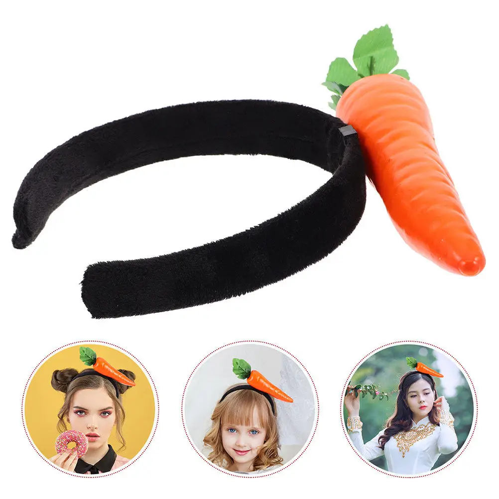 

2Pcs Funny Carrot Headband Easter Party Cute Hair Accessory Cartoon Novelty Cosplay Dress Up Hairband Easter Carrot Headwear